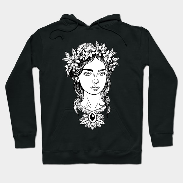 Beautiful young woman in a flower wreath Hoodie by InshynaArt